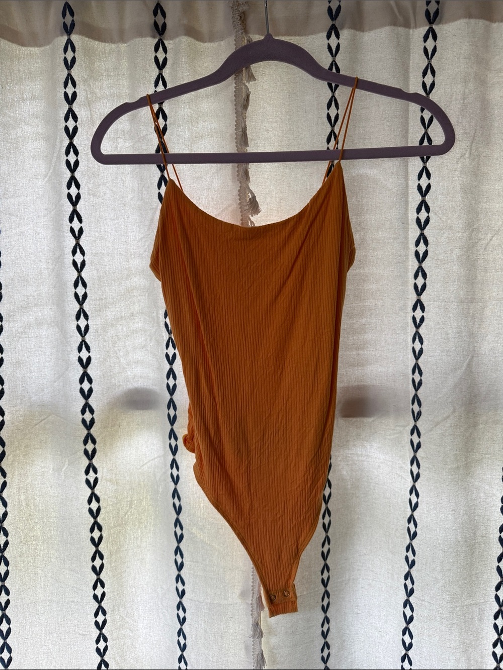 Ribbed Spaghetti-Strap Bandeau Bodysuit in mustard yellow